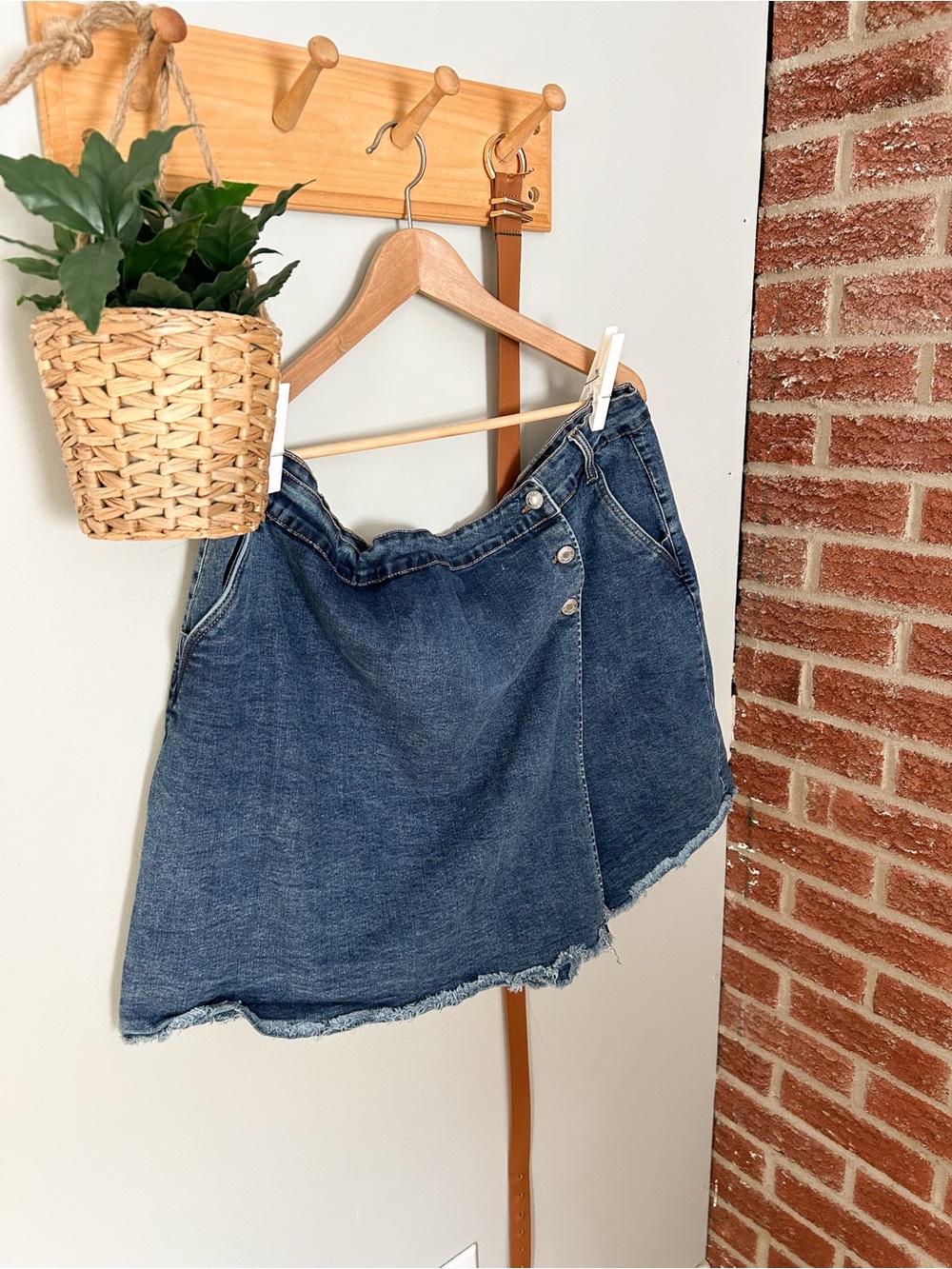 Denim Wrap Mini Skort - Blue